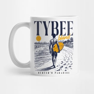 Vintage Surfing Tybee Island, Georgia // Retro Surfer Sketch // Surfer's Paradise Mug